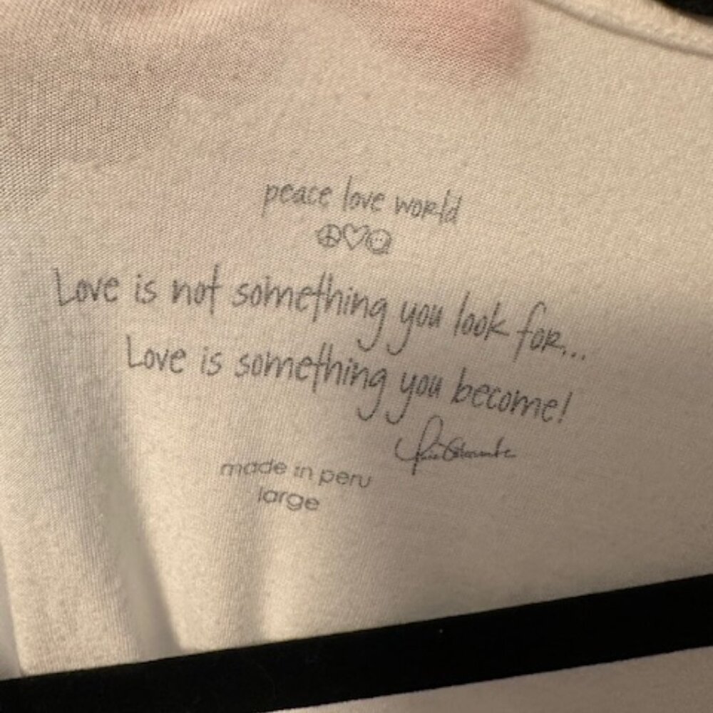 Peace Love World white Vneck Tshirt - Picture 3 of 7
